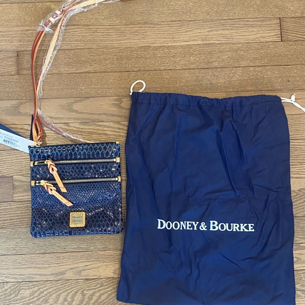 Dooney & Bourke Navy and Tan Crossbody Bag